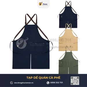 Tạp Dề Quán Cafe Dây Chéo Lưng Xẻ Tà | TAMAN