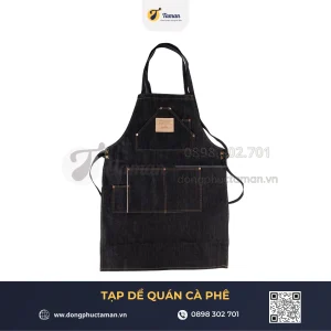 Tạp Dề Yếm Đen Phối Chỉ Nâu Quán Cafe | TAMAN