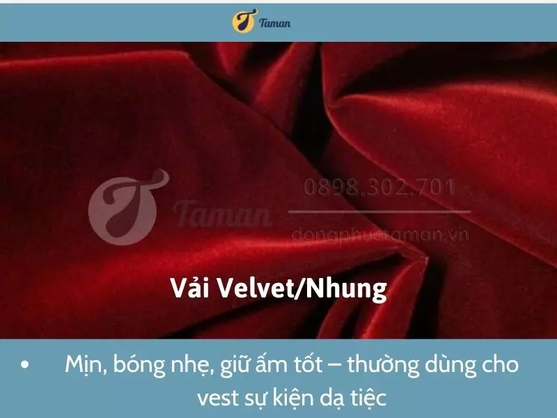 Chất liệu Nhung may vest