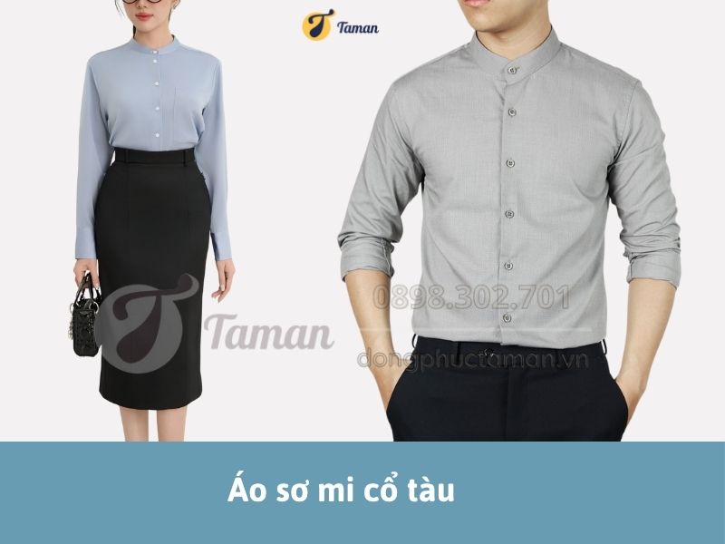 Áo Sơ Mi Đồng Phục ASM-012 19 Áo sơ mi cổ tàu cho nam nữ