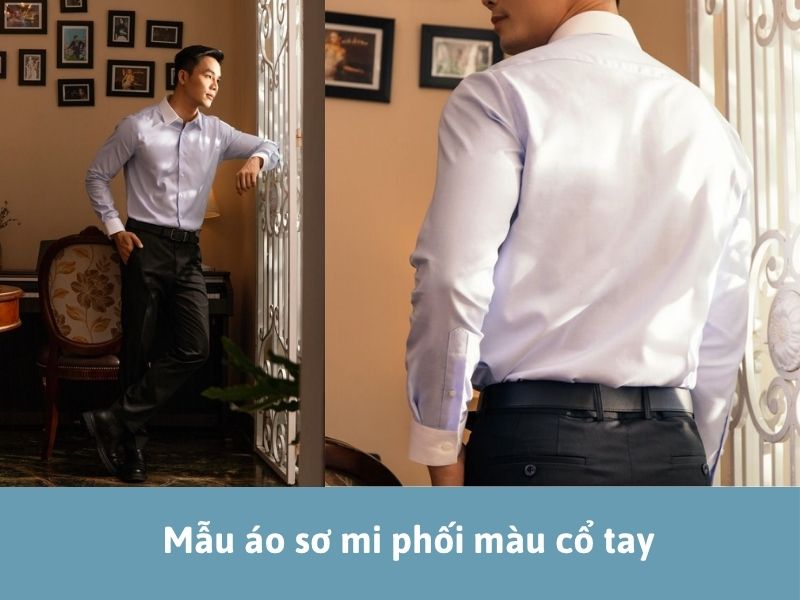 Áo Sơ Mi Đồng Phục ASM-012 20 Mẫu áo sơ mi phối màu cổ tay