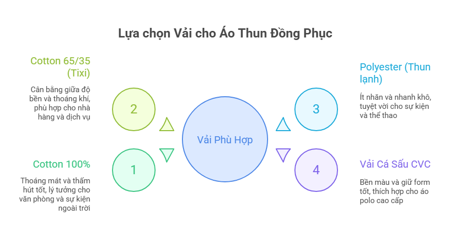 Chất liệu vải áo thun đồng phục được ưa chuộng