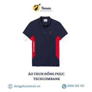 Áo polo đồng phục Techcombank màu đỏ phối xanh đen