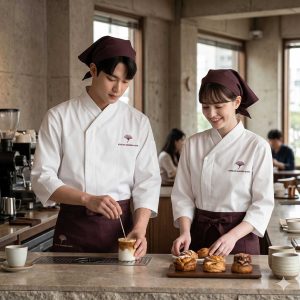 Đặt may đồng phục quán cafe cao cấp tại Tâm An. Mẫu áo và tạp dề thiết kế hiện đại, chất vải bền đẹp, in thêu logo sắc nét. Tư vấn miễn phí tại TP.HCM.