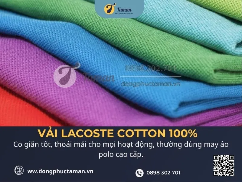 Vải lacoste cotton 100% dùng để may áo thun đồng phục cao cấp
