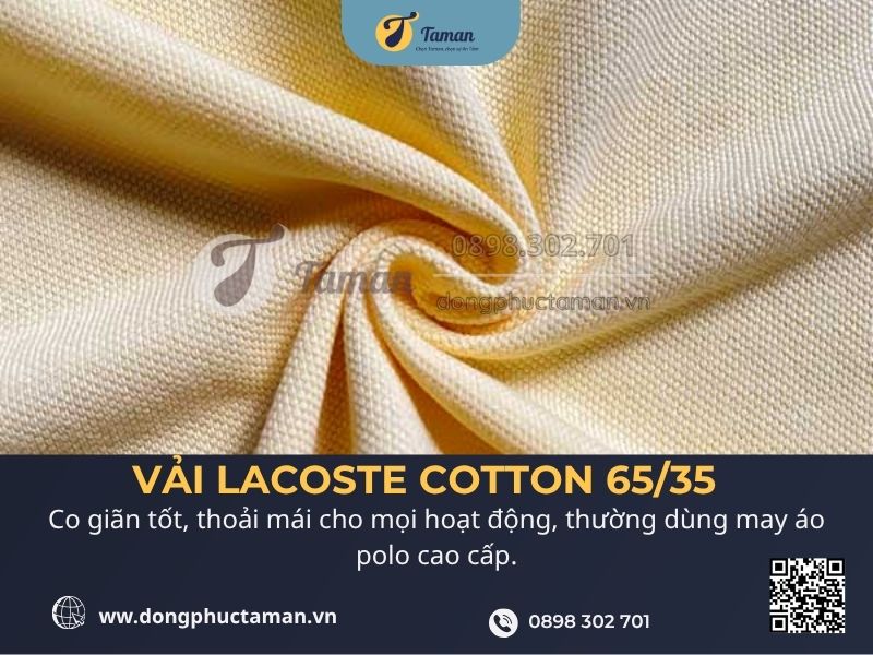 Vải lacoste cotton 65/35 dùng để may áo thun đồng phục