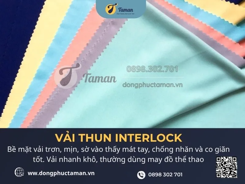 Vải thun interlock dùng để may áo thun đồng phục cao cấp