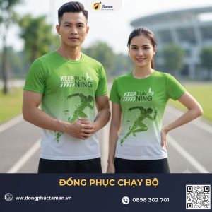 Đồng phục running màu xanh lá