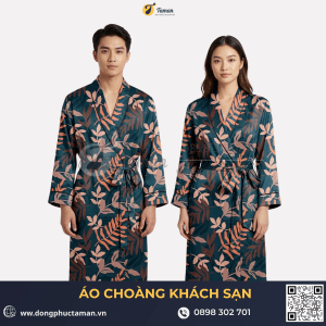 Áo choàng khách sạn 5 sao may theo yêu cầu tại Đồng phục TAMAN. Tùy chọn cotton, dệt tổ ong, satin, lụa, thêu logo, màu sắc và size theo khách sạn.